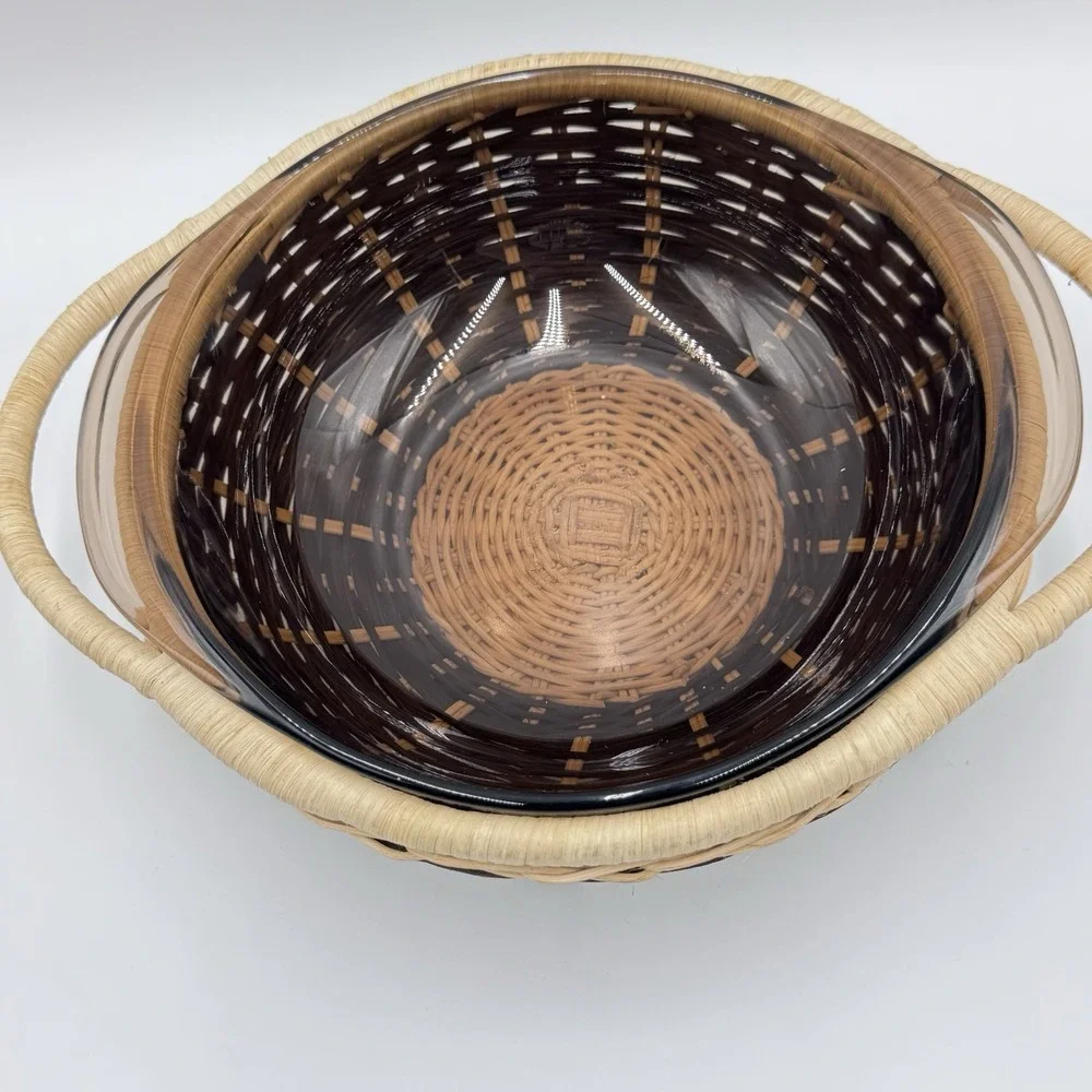 VTG RARE Pyrex 023-N Amber Round 1.5 qt Casserole Baking Dish Lid & Basket 623CB